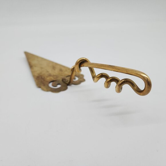 Vintage Hand Wrought Brass Pie Server Pierced Ornate Handle & Scalloped Edge - Picture 4 of 7